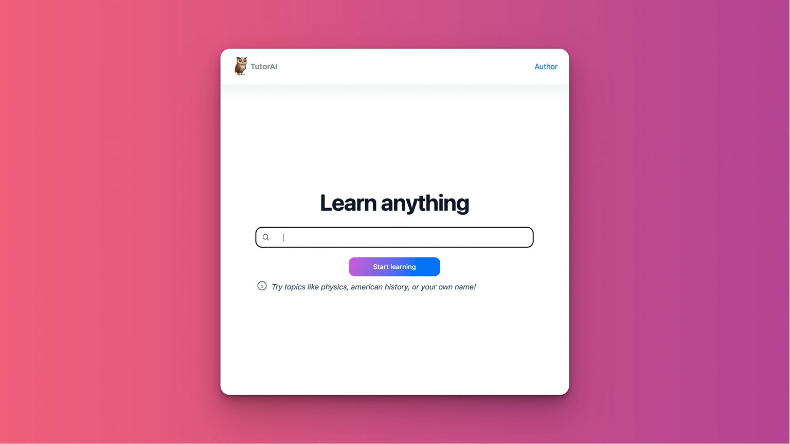 TutorAI:无所不知的虚拟导师